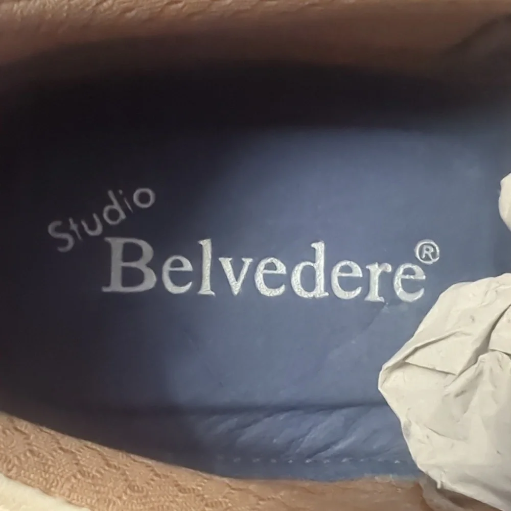 Studio Belvedere Men's Luxury Sneakers 💯 Leather 9.5 Small Scrape Shown In Pic